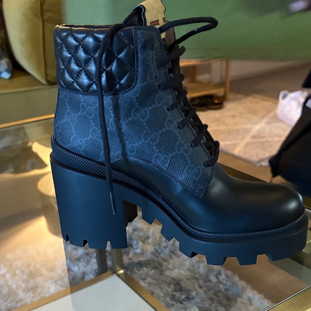 Gucci Black Lace Up Boots